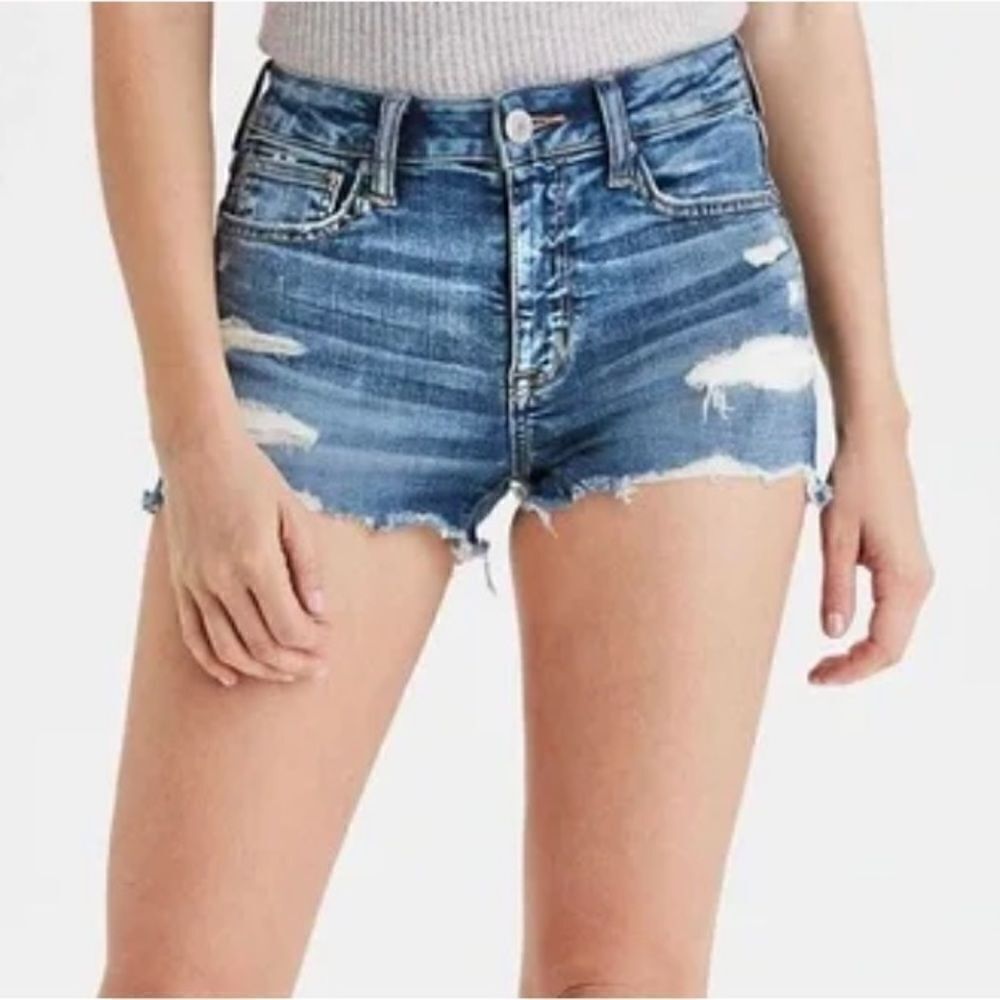 🚨4/$25 American Eagle Hi-Rise Shortie Destroyed Raw Hem Size 6